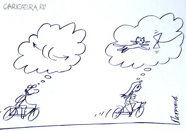 Карикатура "Велосипедисты", Александр Петров