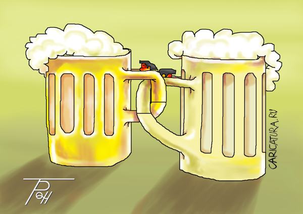 Карикатура "Пиво пенное", Фам Ван Ты