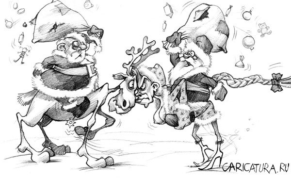 Карикатура "Олени Санты: Yankee, go home!", Раиф Валиев