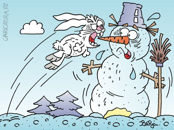 Карикатура "Зайка и снеговик", Руслан Валитов