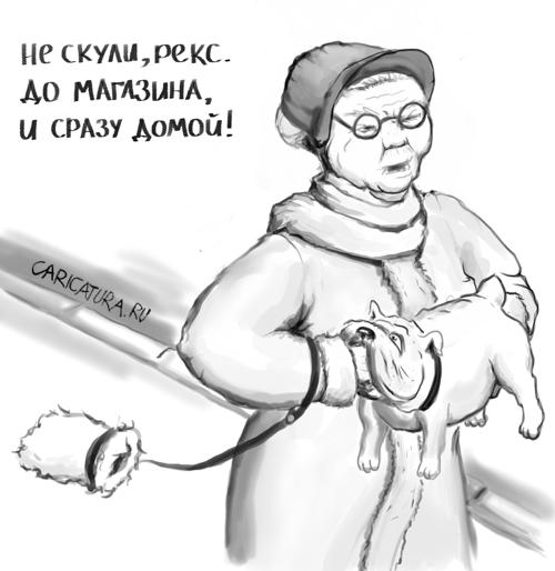 Карикатура "Дама с собачкой", Николай Шагин