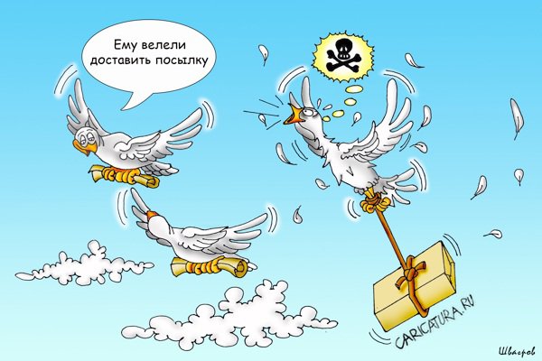 Карикатура "Особенности голубиной почты", Алексей Швагров