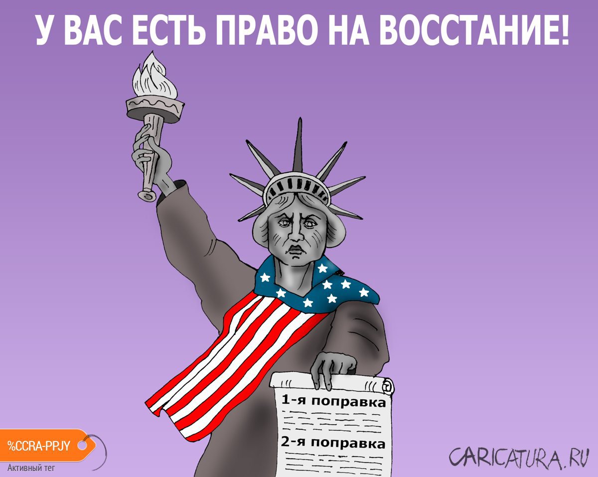 Карикатура "Гарантированно конституцией США", Валерий Тарасенко