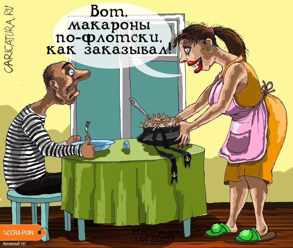 Карикатура "Ужин", Теплый Телогрей