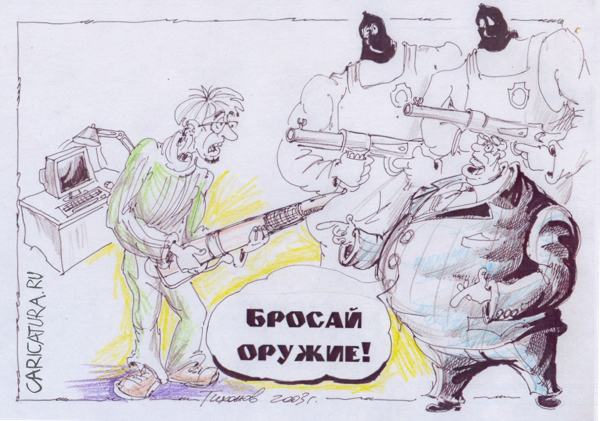 Карикатура "Бестрашный воин", Владимир Тихонов