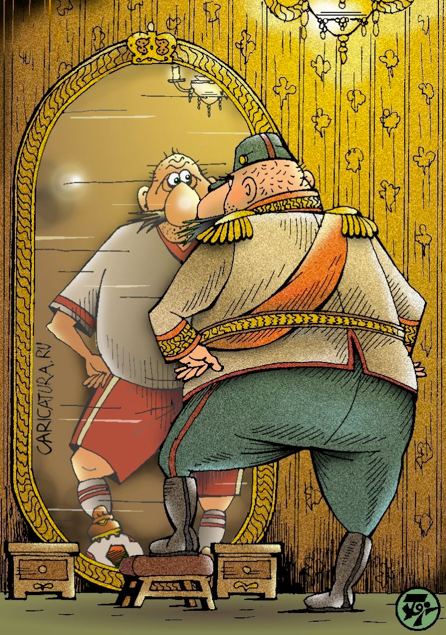Карикатура "Мужчина и зеркало", Петр Тягунов