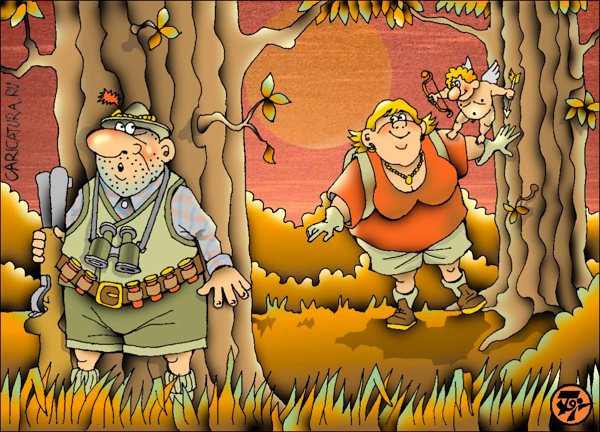 Карикатура "На охоте", Петр Тягунов