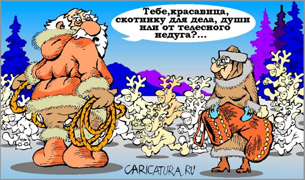 Карикатура "Олени Санты: Панты для старой девы", Петр Тягунов