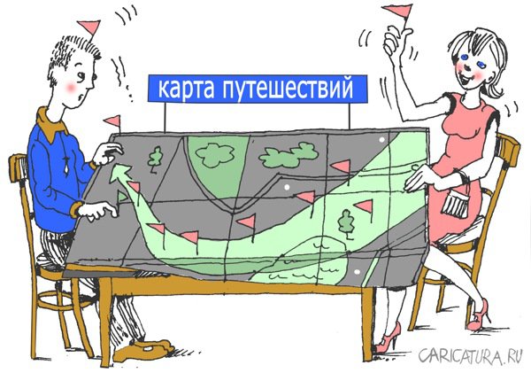 Карикатура "Цель путешествия", Александр Уваров