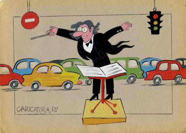 Карикатура "Человек оркестр", Асимхан Васиханов