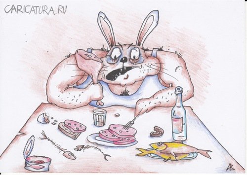 Карикатура "Нетрадиционная ориентация Большого Зайца", Андрей Василенко