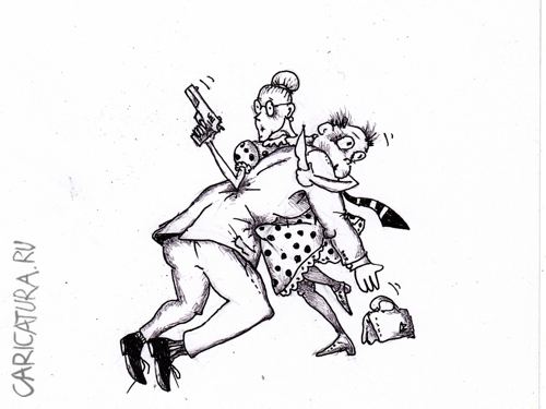 Карикатура "Шесть пенсий за кольт. Удачное приобретение", Андрей Василенко