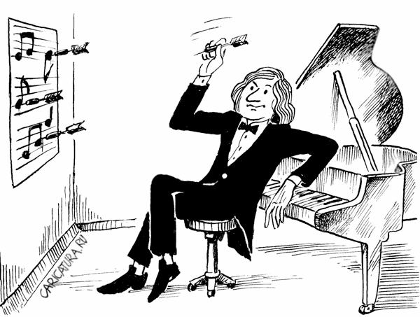 Карикатура "Хобби музыканта", Владимир Владков