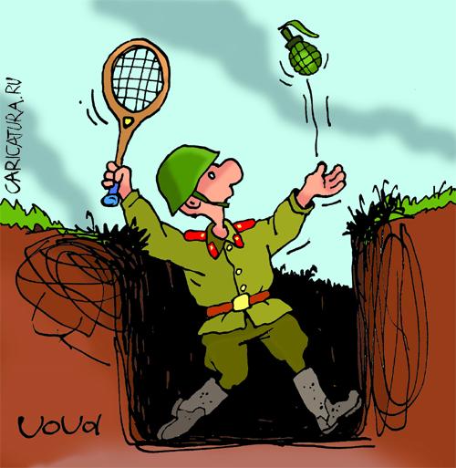 Карикатура "Кафельников в армии", Владимир Иванов