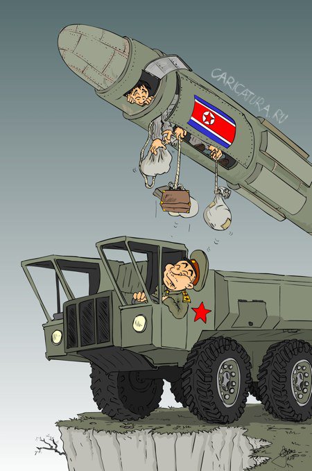 Карикатура "Авиалинии Таеподонг-2", Zemgus Zaharans