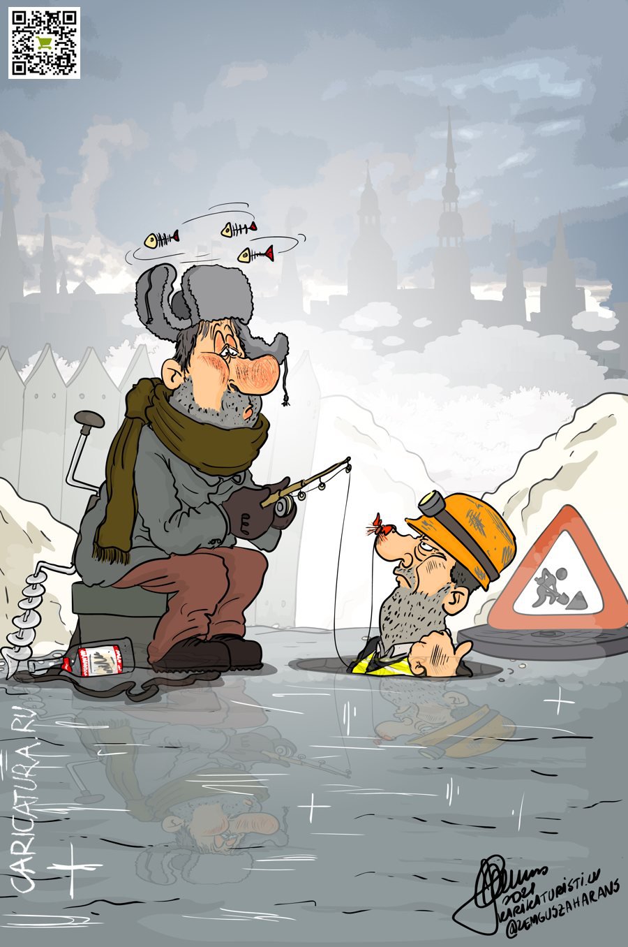 Карикатура "Гололед на улицах", Zemgus Zaharans