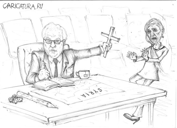 Шарж "Виталий Чуркин на заседании в СБ ООН по Сирии", Павел Валерьев