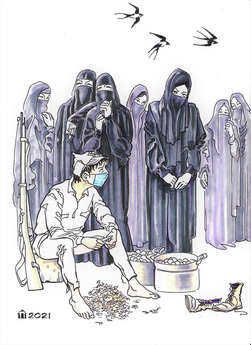 Карикатура "Освобожденная женщина Востока", Алексей Шишкарёв