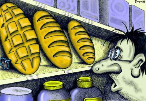 Карикатура "Батон-лимонка", Руслан Долженец