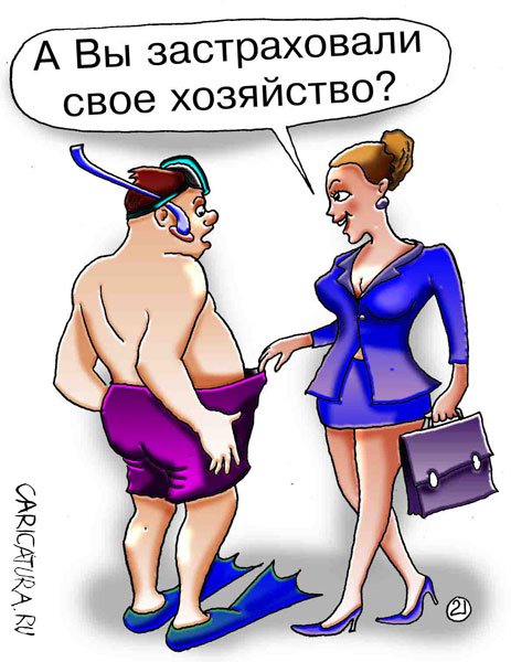 Карикатура "Очень застраховано: Хозяйство", Евгений Кран