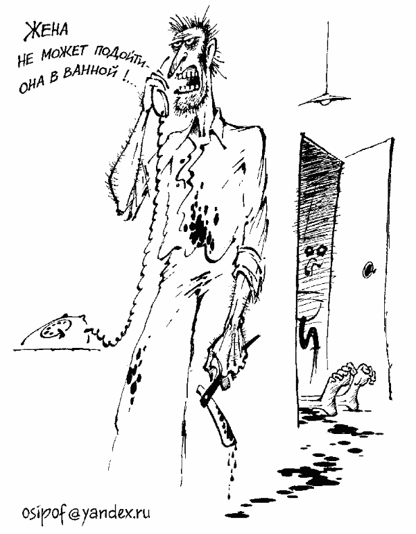 Карикатура "Жена в ванной", Евгений Осипов