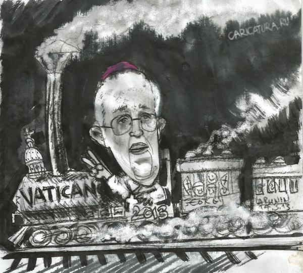 Карикатура "Белый дым и папа в белом", Георгий Лабунин