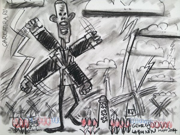 Карикатура "Obama. Летучий голландец", Георгий Лабунин