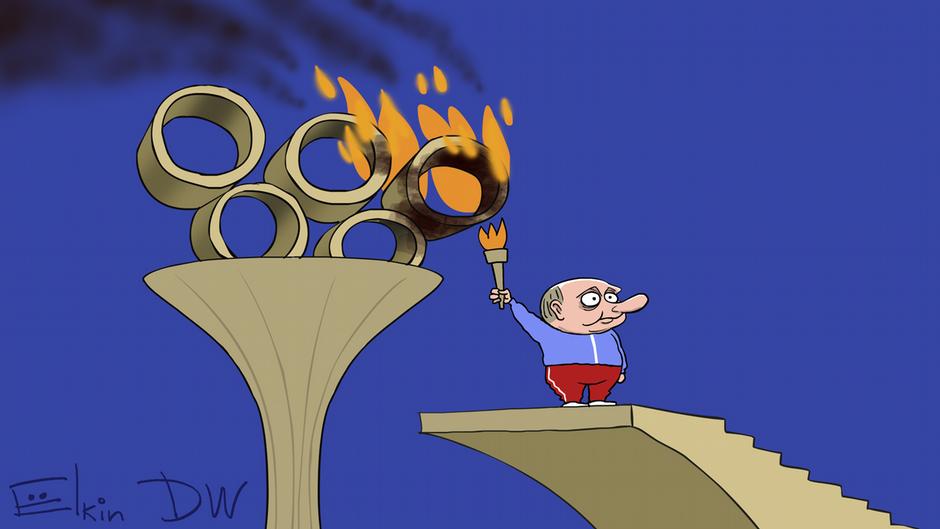 Карикатура "Кто виноват в отстранении России от Олимпиад?", Сергей Елкин