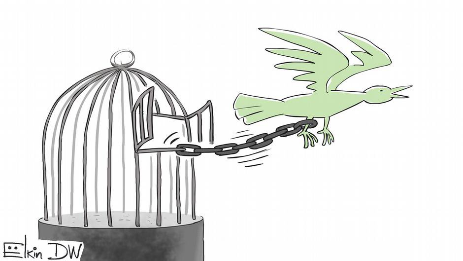 Карикатура "Приговор Егору Жукову: на свободу с оговорками", Сергей Елкин