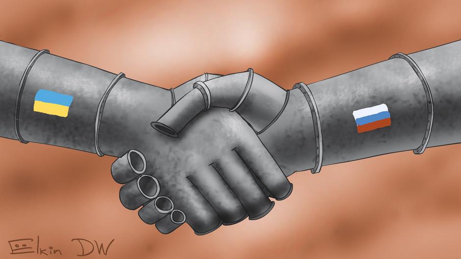 Карикатура "Трубы соприкосновения России и Украины", Сергей Елкин
