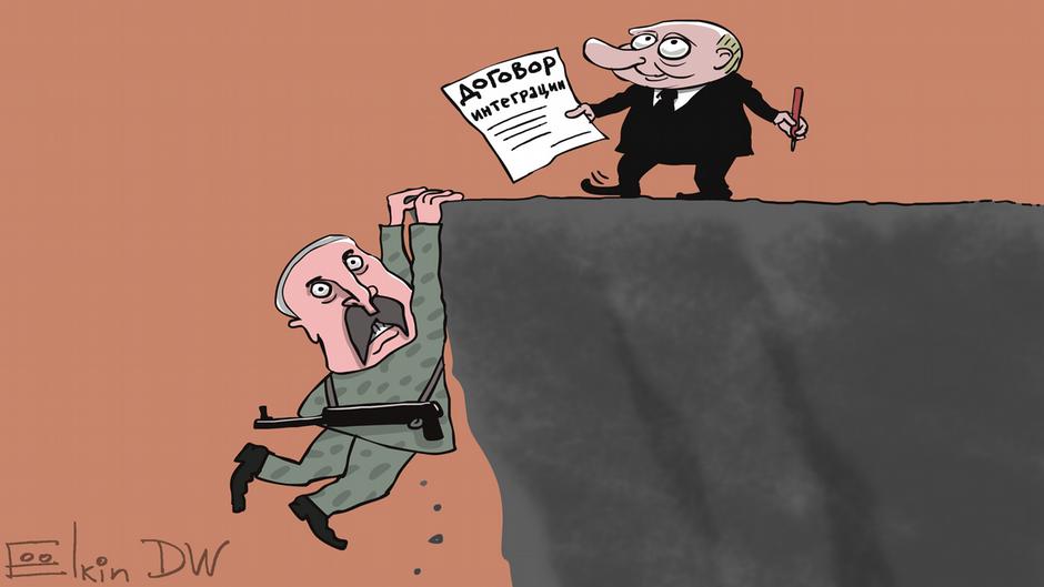 Карикатура "Зачем Путин зовет Лукашенко в Москву", Сергей Елкин