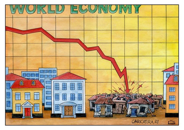 Карикатура "Мировой кризис", Махмуд Эшонкулов