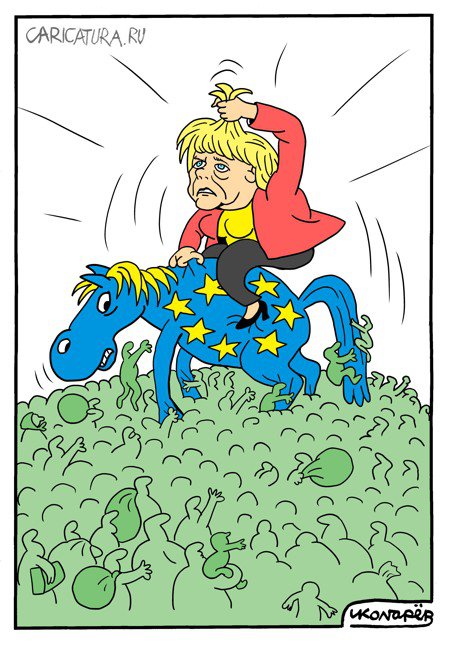 Карикатура "Меркель и иммигранты", Игорь Колгарев