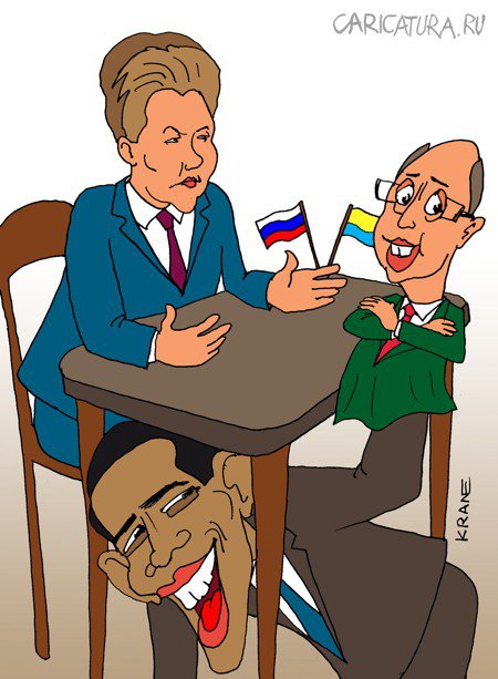Карикатура "Газовые споры переведены в юридическую плоскость", Евгений Кран