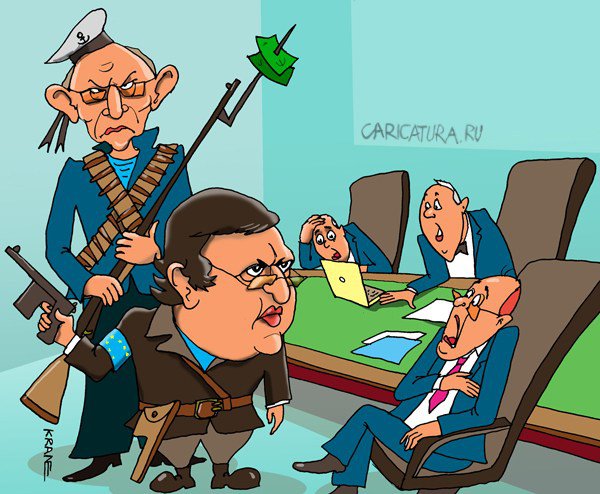 Карикатура "Кипрские банки взяли еврокомиссары", Евгений Кран