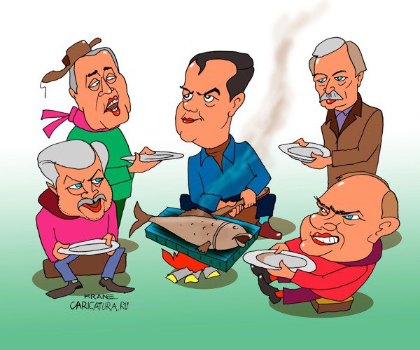 Карикатура "Президент готовит "рыбу" к Госсовету", Евгений Кран
