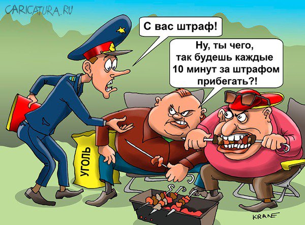 Карикатура "Штрафы за весенние шашлыки", Евгений Кран