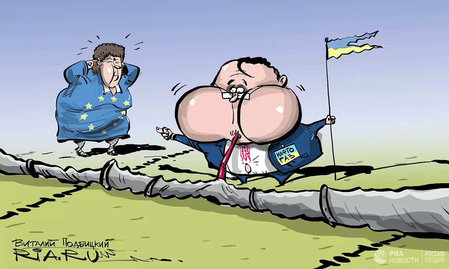 Карикатура "А не треснет?", Виталий Подвицкий