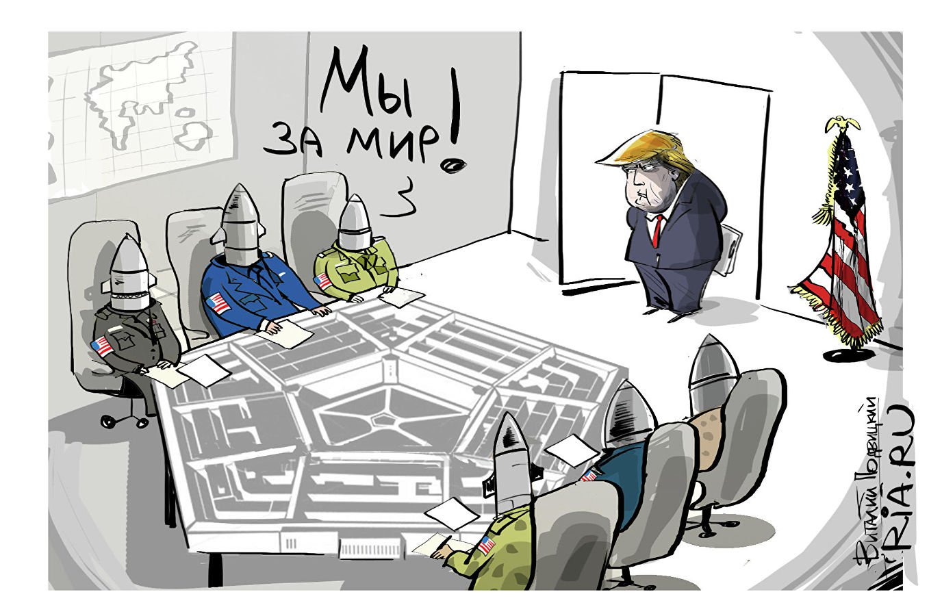 Карикатура "Игра на опережение", Виталий Подвицкий