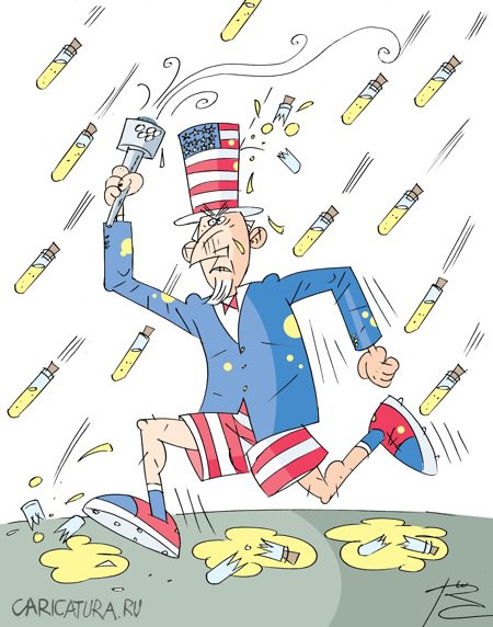 Карикатура "Вперёд за золотом!", Сергей Репьёв