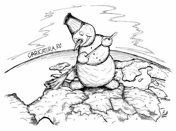 Карикатура "Европа под снегом", Uldis Saulitis