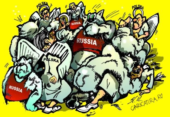Карикатура "Футбольный дозор - битва "ангелов" и "пушистых"", Вячеслав Шляхов