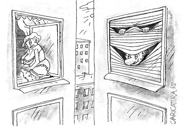 Карикатура "Окна", Виктор Богданов