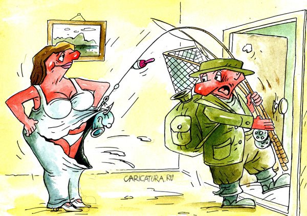 Карикатура "Рыбак", Виктор Богданов
