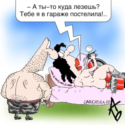 Карикатура "Семейная жизнь байкера", Андрей Бузов