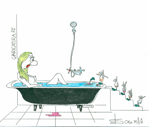 Карикатура "Заплыв", Борис Демин
