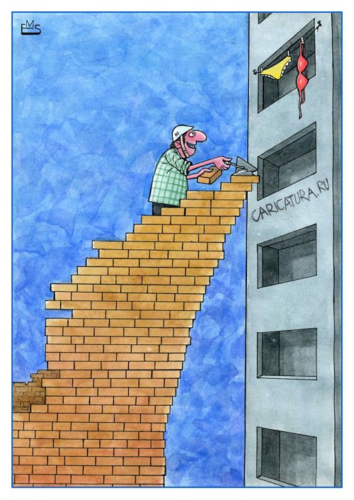 Карикатура "Очень вольный каменщик", Махмуд Эшонкулов