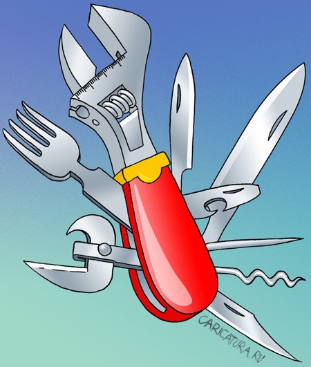 Карикатура "Наш ответ швейцарскому ножу", Андрей Саенко