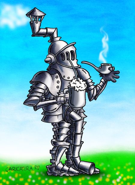 Карикатура "Рыцарь - пивоман и куряка", Андрей Саенко