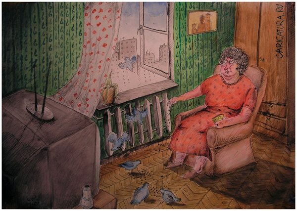 Карикатура "Ленивая старушка", Алекс Гордин